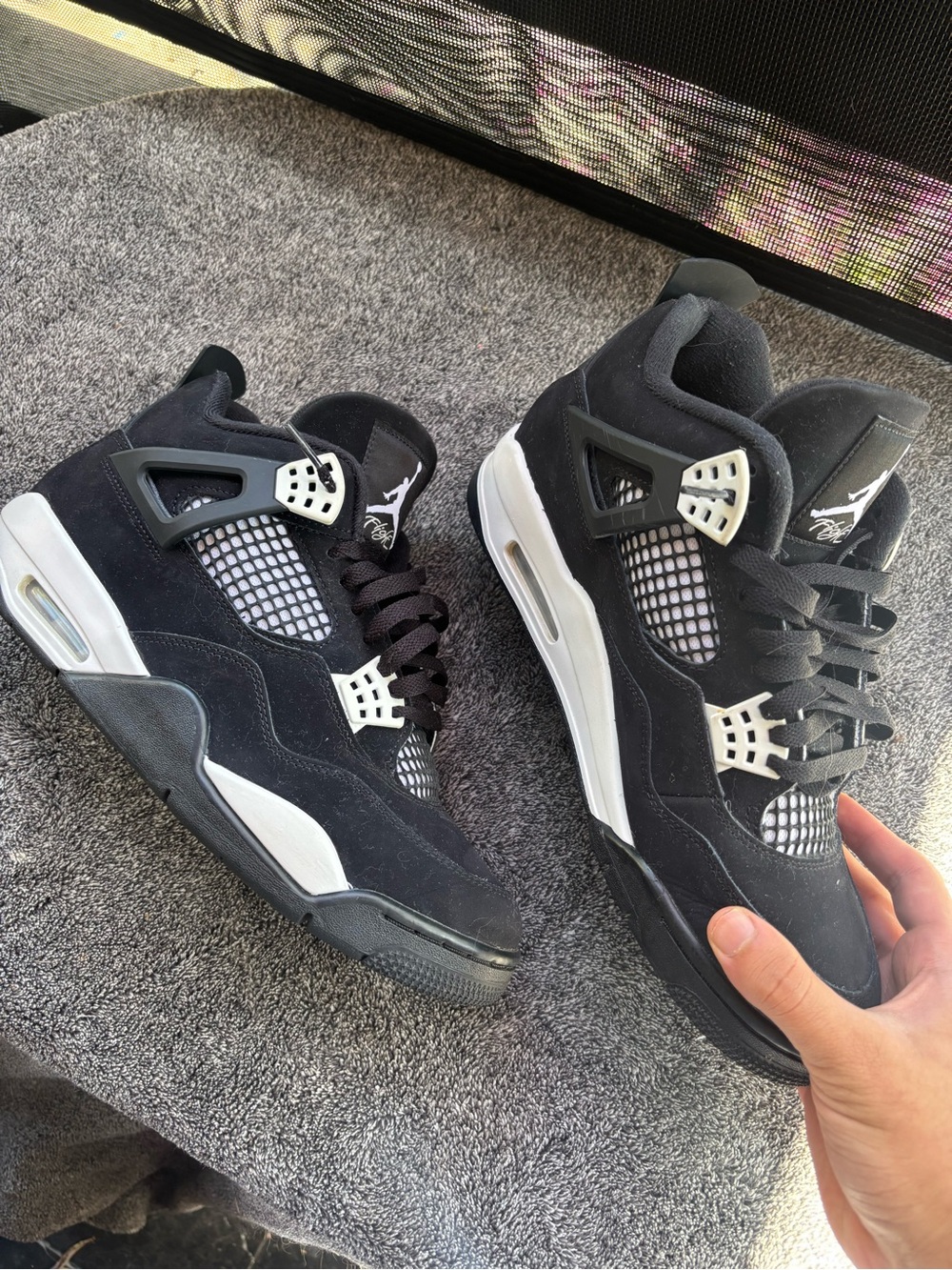 Jordan Men's Black and White Suede Retro Sneakers